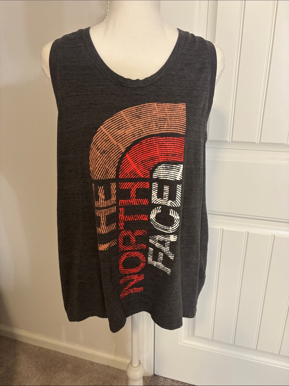 The North Face Women's Charcoal Tank with Red & Orange Graphic